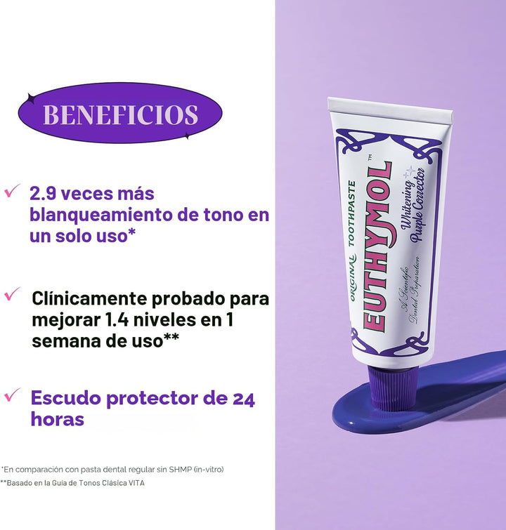 Euthymol Pasta de dientes blanqueadora púrpura (3.7 onzas líquidas)...