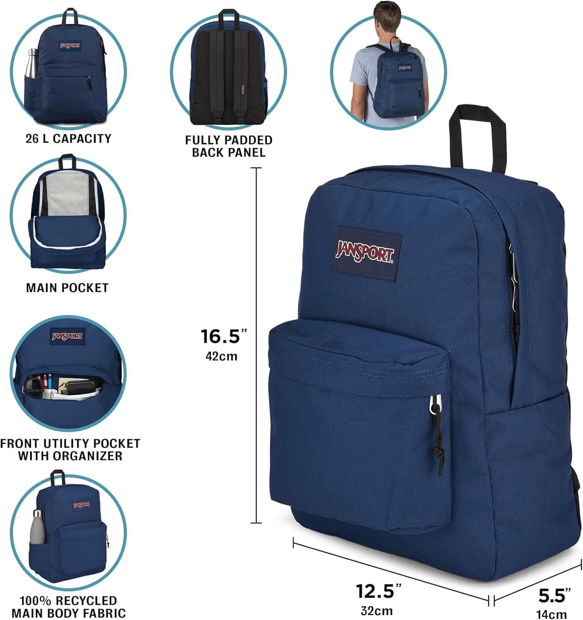 JanSport Mochila Superbreak Plus, Tamaño único