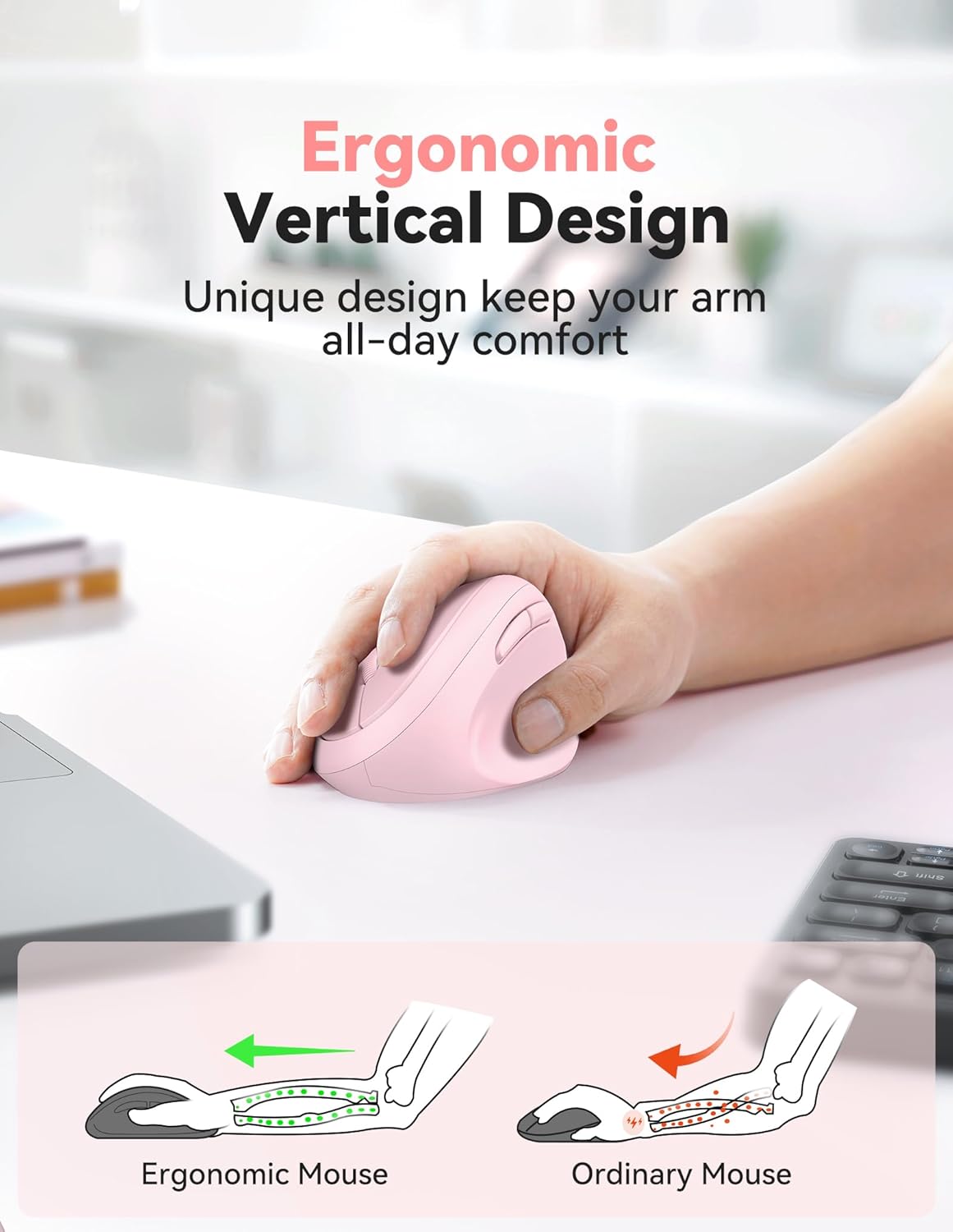 TECKNET Ratón Ergonómico, Ratón Vertical Inalámbrico Bluetooth, Bat...