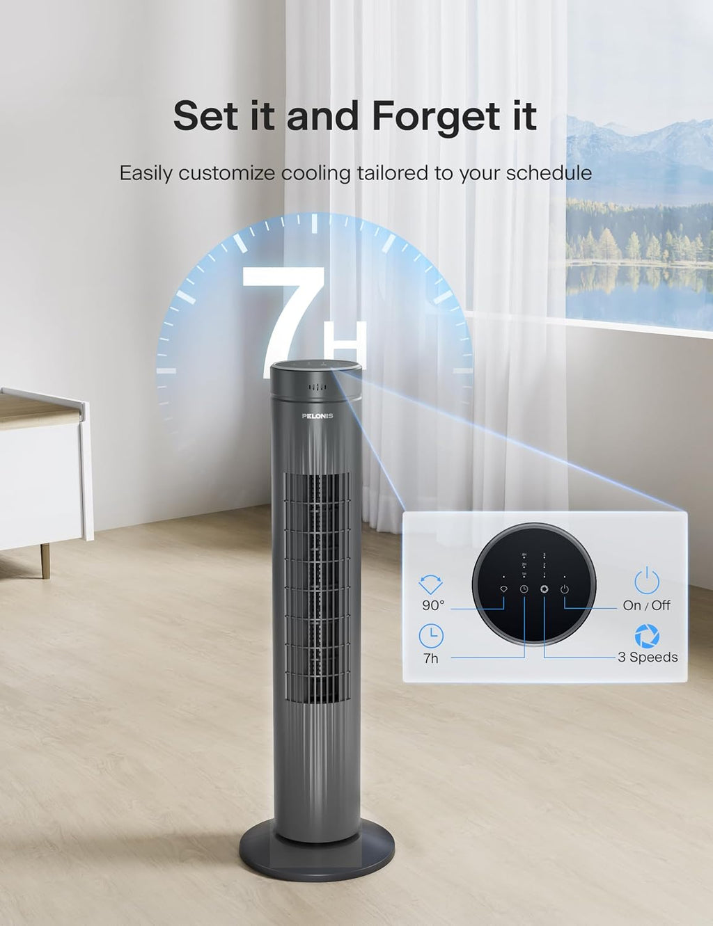 PELONIS Ventilador de torre oscilante de 30 pulgadas para dormitori...