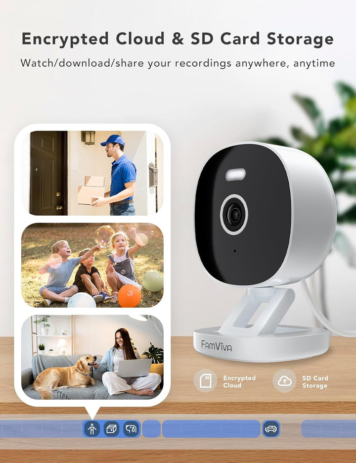 FAMVIVA Cámara de seguridad con cable 2K, interior\/exterior para e...