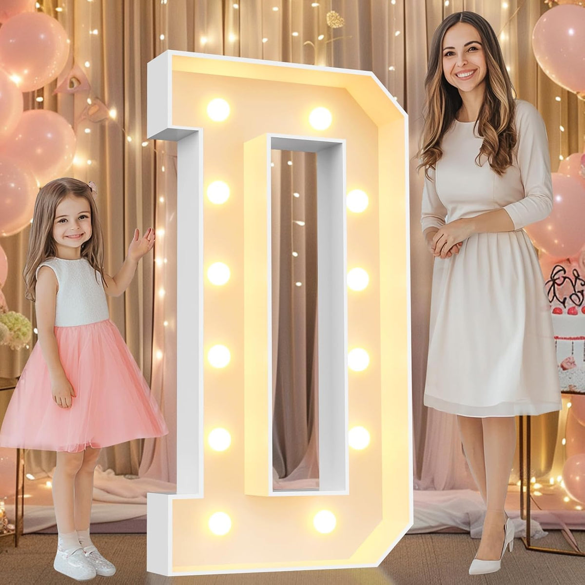 Letras iluminadas de marquesina de 4 pies, letras de marquesina de 4 pies de alto, letras iluminadas de mosaico gigante para fiesta de cumpleaños, baby shower, regreso a casa, decoración de boda, letra D grande