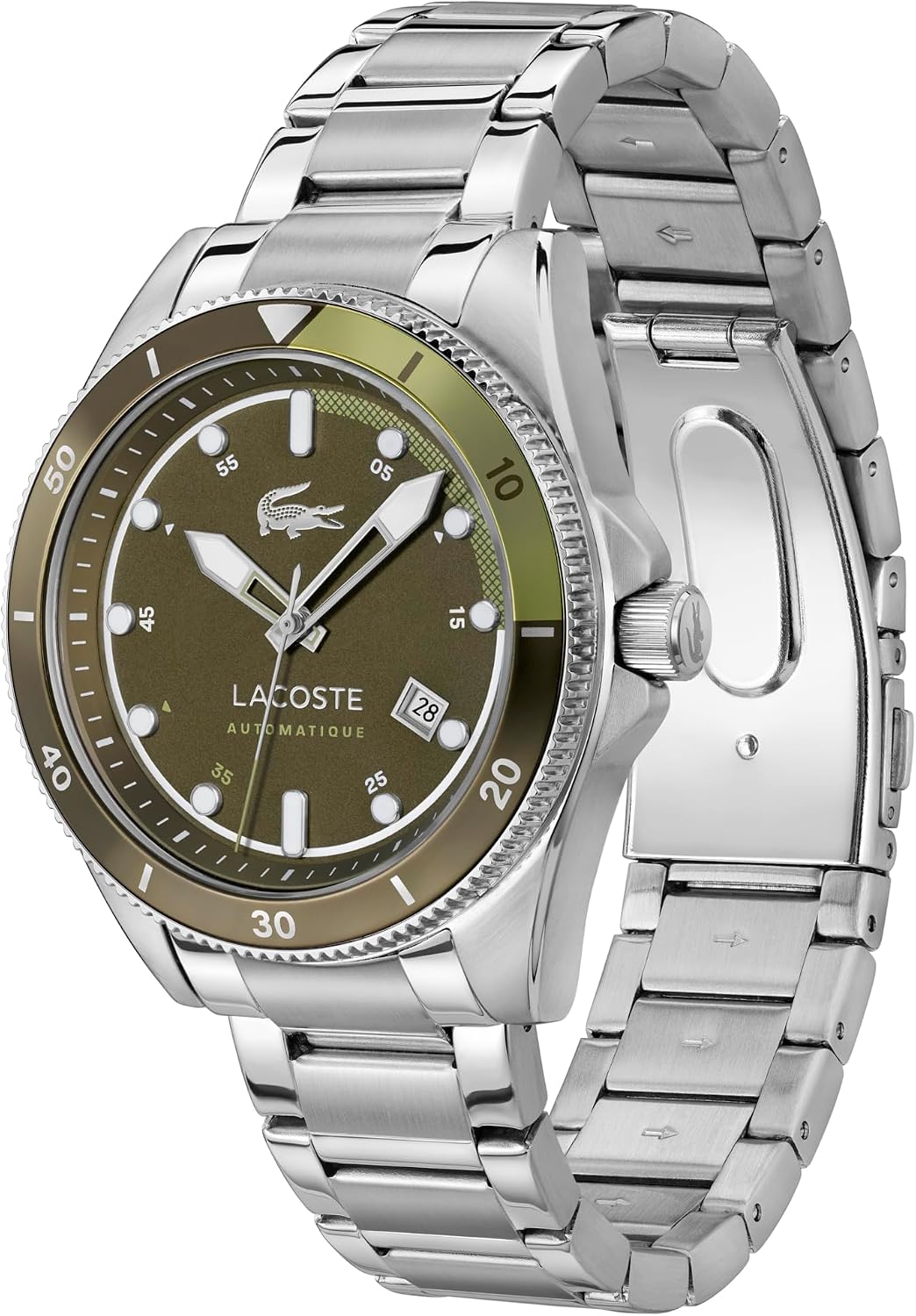 Lacoste Mainsail - Reloj automático para hombre, pulsera de acero inoxidable, clásico, elegante Timepice, regalo para él