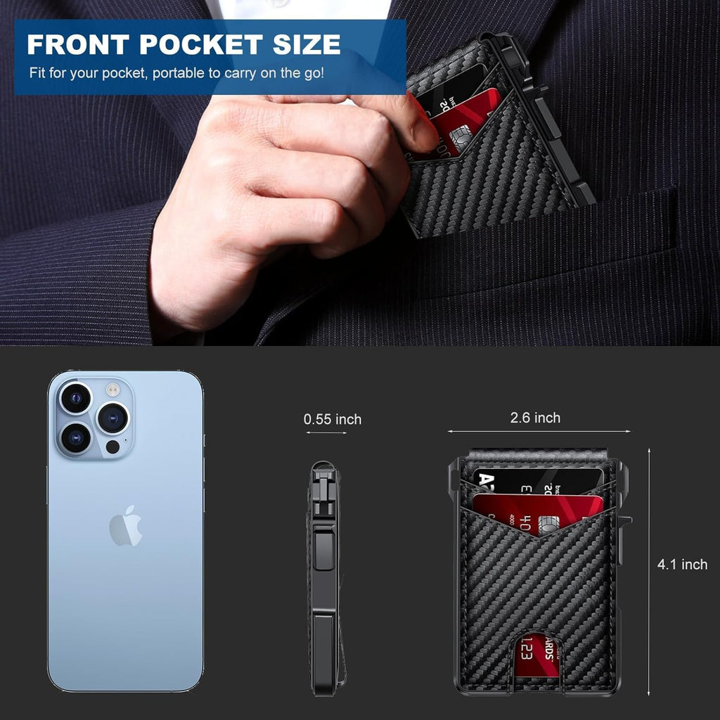 Cartera delgada desplegable para hombre, cartera plegable con bloqueo RFID