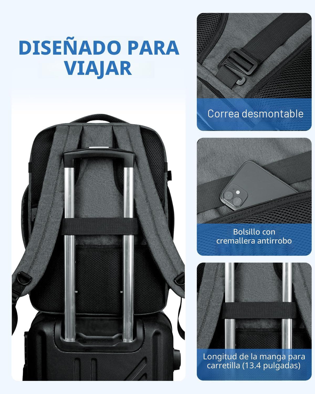 WANDF Mochila de viaje para Spirit Airlines, bolsa de artículos per...