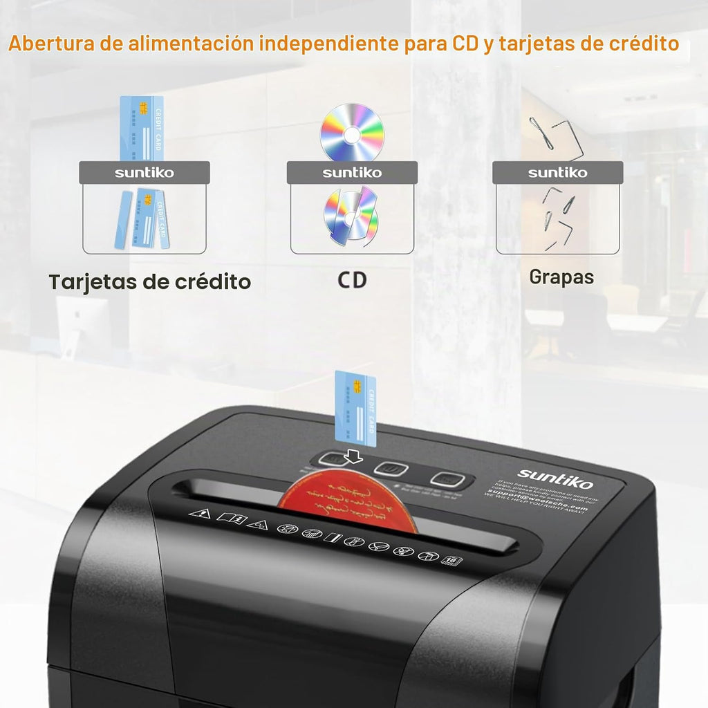 Suntiko Trituradora de papel P-4 de corte cruzado resistente de 18 hojas