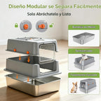 Caja de arena de acero inoxidable cerrada, bandeja de metal cubierta XL