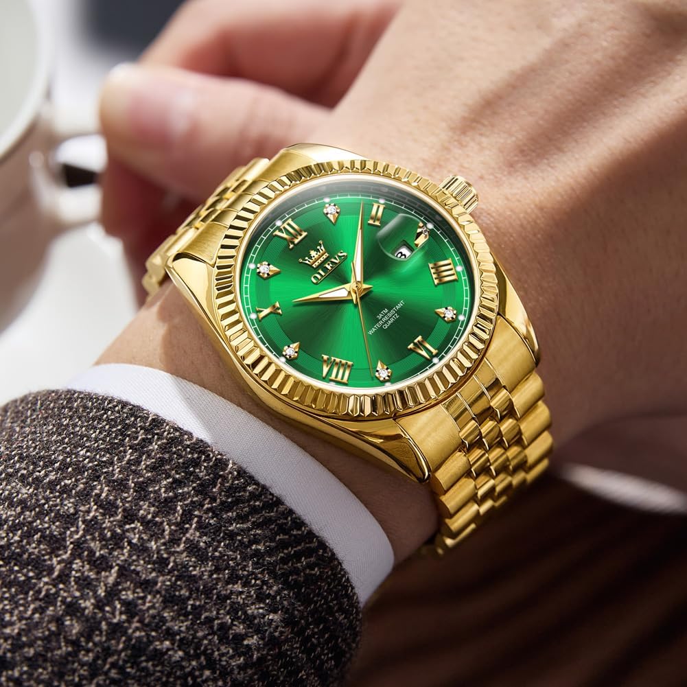 OLEVS Reloj para Hombres Acero Inoxidables Cuarzo Lujo Reloj de vestir de gran esfera