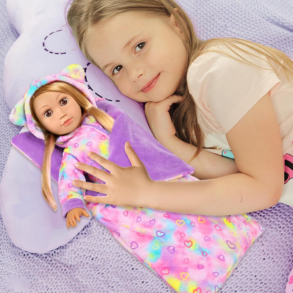 Conjunto de ropa de muñeca americana de 18 pulgadas y accesorios para bolsa de dormir