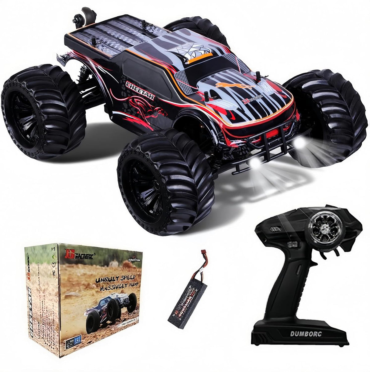 JLBRACINGRC 1/10 - Autos RC sin escobillas para adultos, 80+ KPH, 4WD RC Camiones | Camiones monstruo ESC 120A, auto de control remoto grande todoterreno todo terreno, IPX7 impermeable Hobby RC regalo