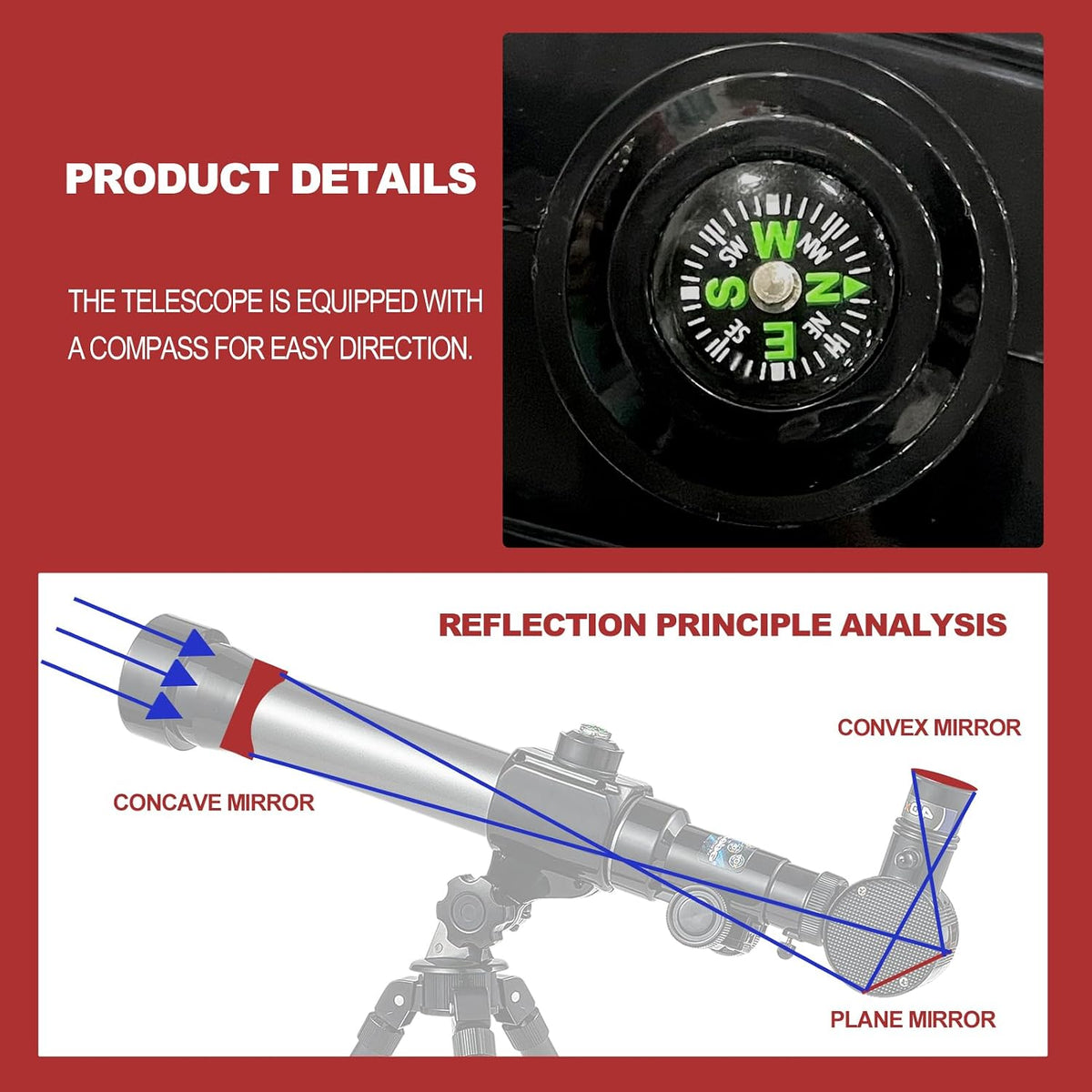 Telescopio de cisne ideal para niños de 8 a 12 años - Telescopio telescópico de astronomía para principiantes