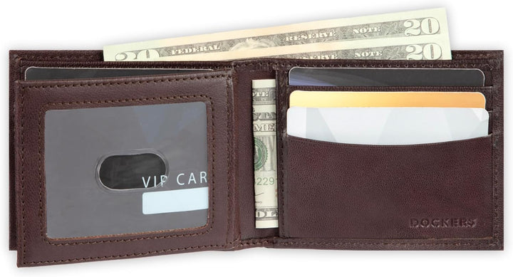 Dockers Mens piel Capacidad extra Slimfold Bifold Wallet