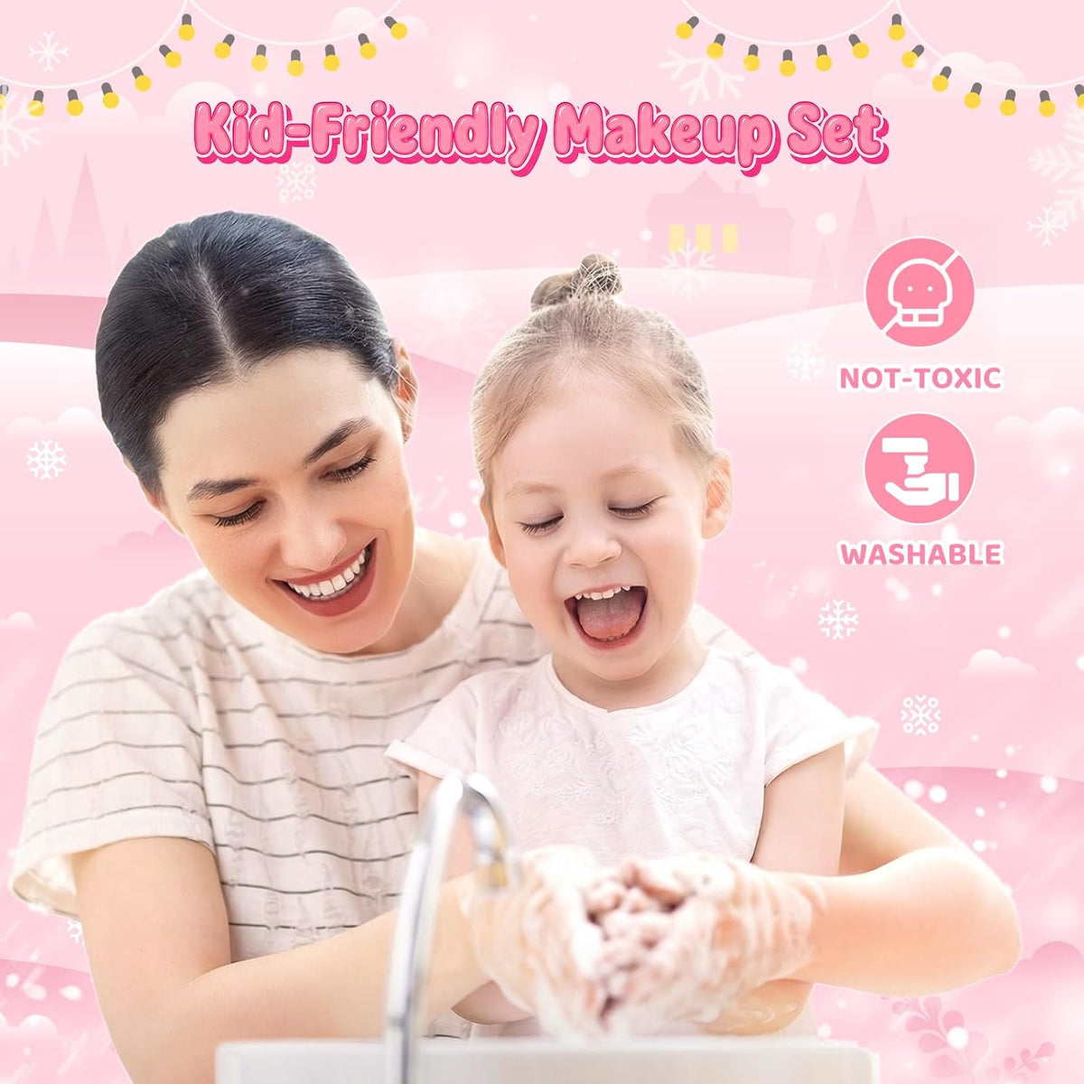 Set de Maquillaje Infantil de 57 Piezas para Niñas, Set de Maquillaje Real Lavable para Niñas Pequeñas