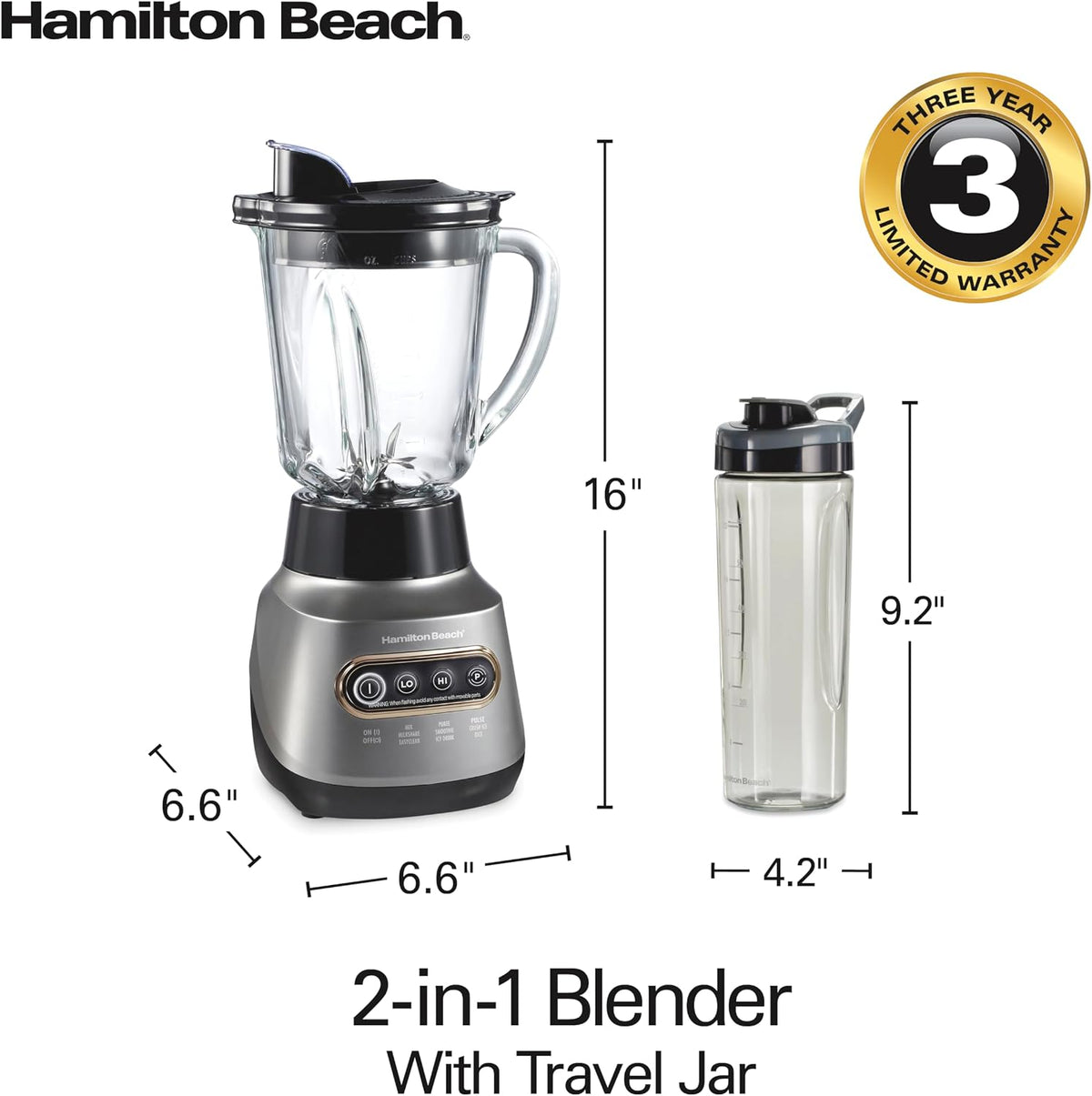 Hamilton Beach Quiet Blender para Smoothies con Wave Action System