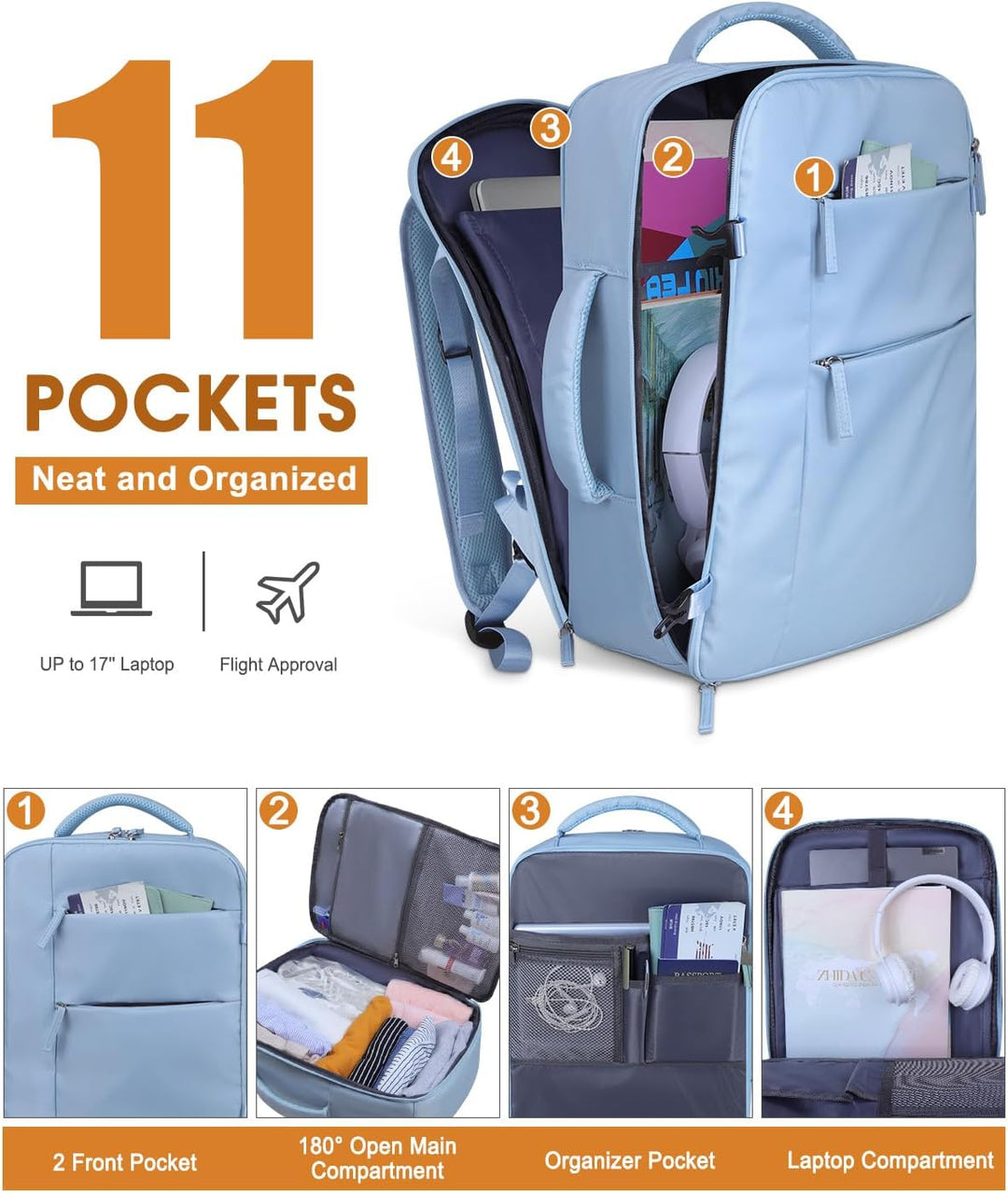 Capolo Mochila de viaje para mujeres y hombres, mochila impermeable...