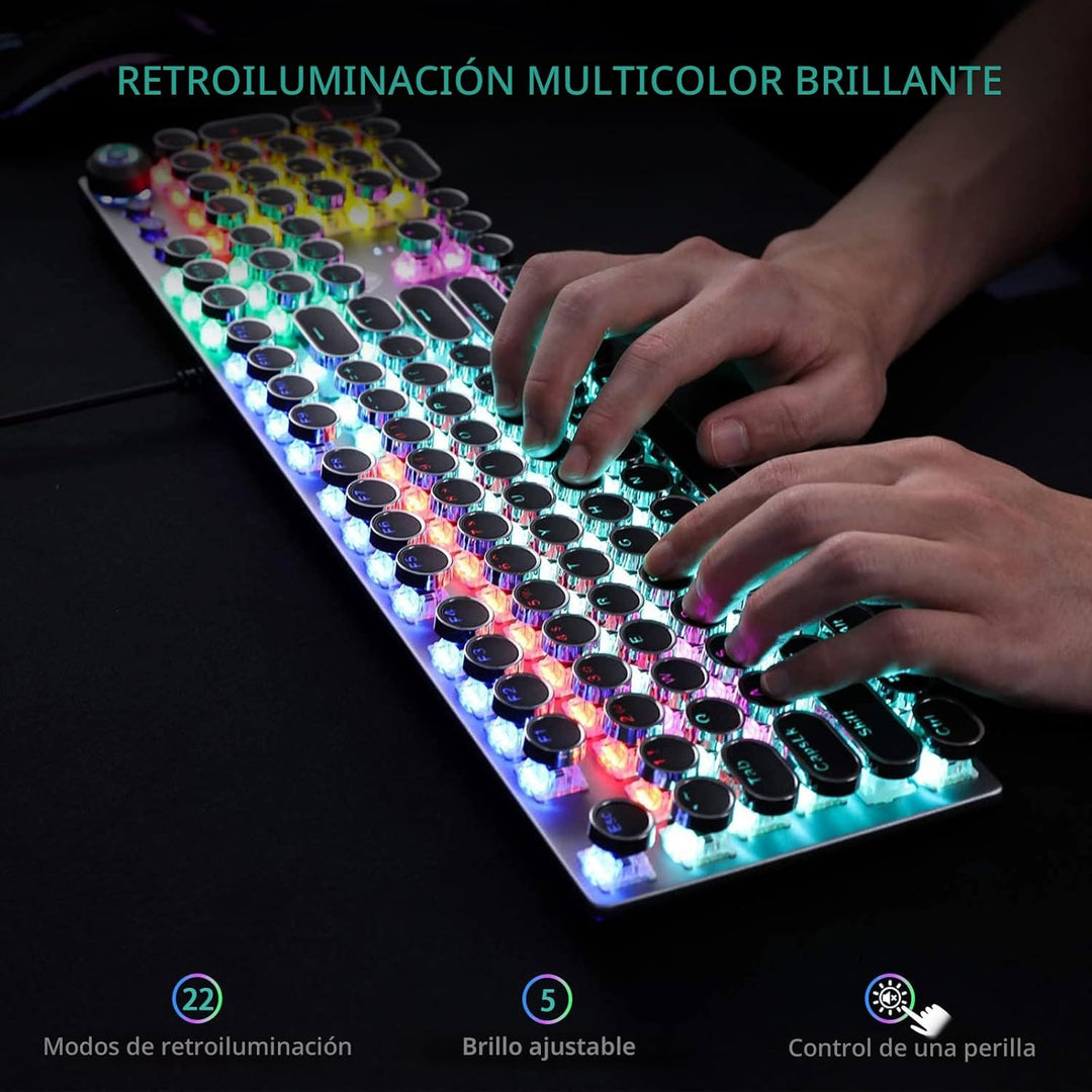 AULA F2088 Teclado mecánico para juegos estilo máquina de escribir,...