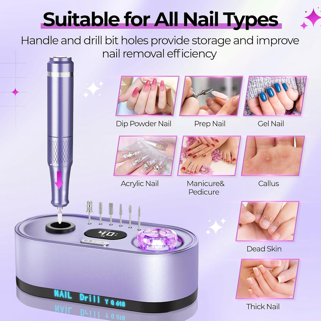 JOSGLOI Taladro de uñas eléctrico profesional: Kit de lima de uñas...