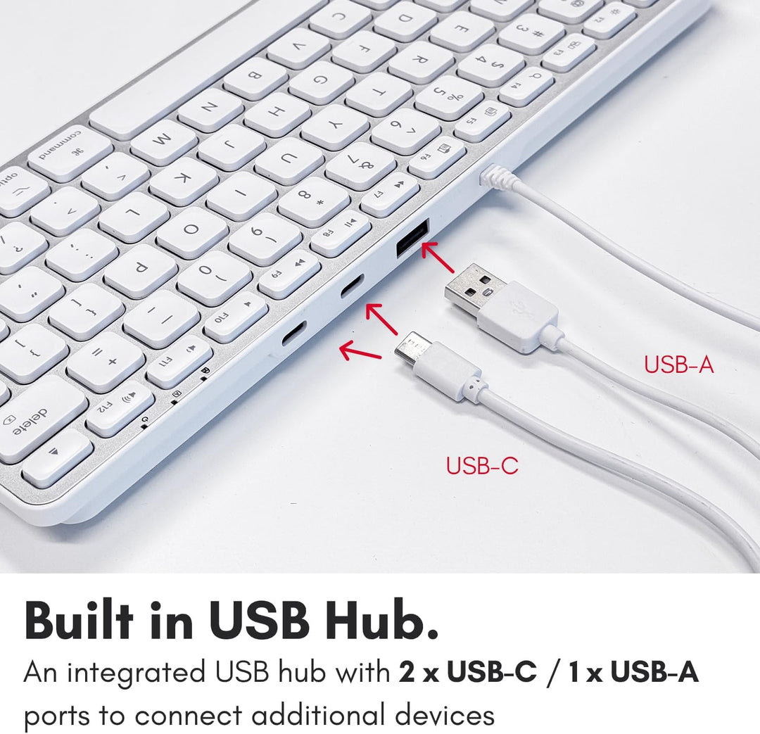Macally Teclado pequeño para Mac con concentrador USB (3 puertos) -...