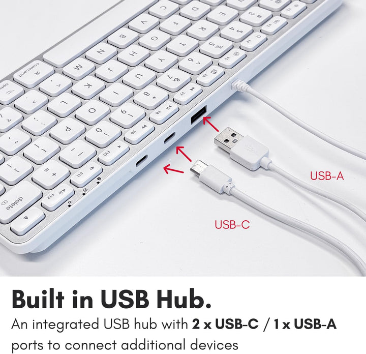 Macally Teclado pequeño para Mac con concentrador USB (3 puertos) -...