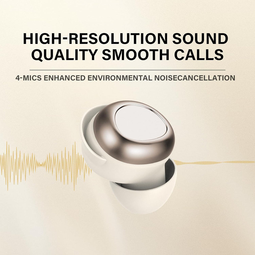 Rulefiss Auriculares inalámbricos, ENC 40 dB con cancelación de ruido, 45 horas de reproducción, Bluetooth 5.4, controladores de 0.394 in con 5 ecualizadores, micrófono dual ENC, IPX7 impermeable