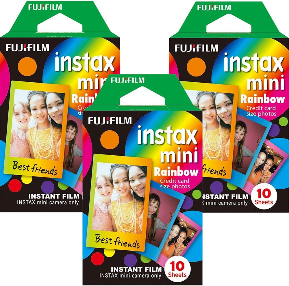 3 paquetes de película fotográfica Fujifilm Instax Mini Rainbow (10...