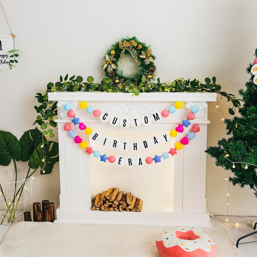 Bandera de fiesta Kpop Decoración Cantante popular Pulsera de la amistad gigante DIY Guirnalda DIY Bandera con letras Bola Kit de banner de Navidad Cumpleaños Personalizable Decoración para fiesta Boda (Arcoíris)