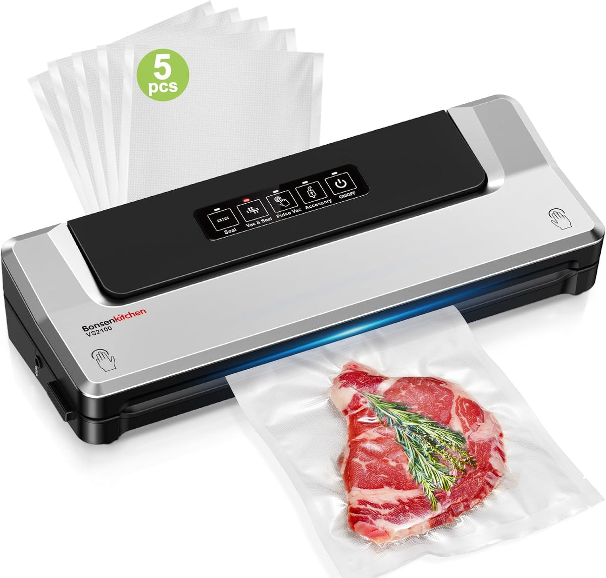 Bonsenkitchen Máquina selladora al vacío, múltiples modos
