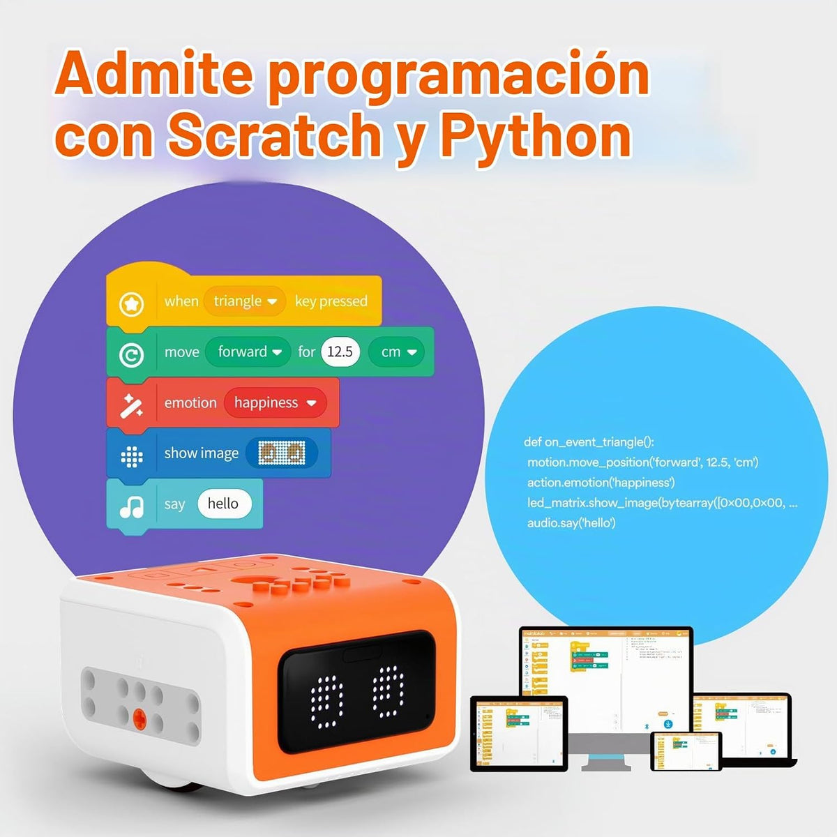 VinciBot Robot de Programación para Niños 8-12, Juguete STEM para Scratch y Python