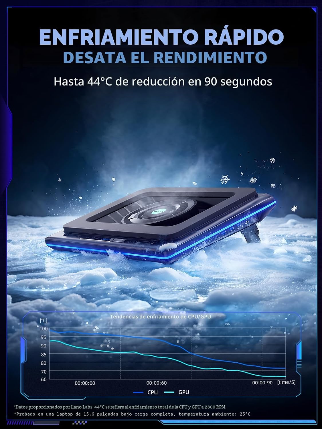 llano Soporte de ventilador de refrigeración para laptop para juegos V12