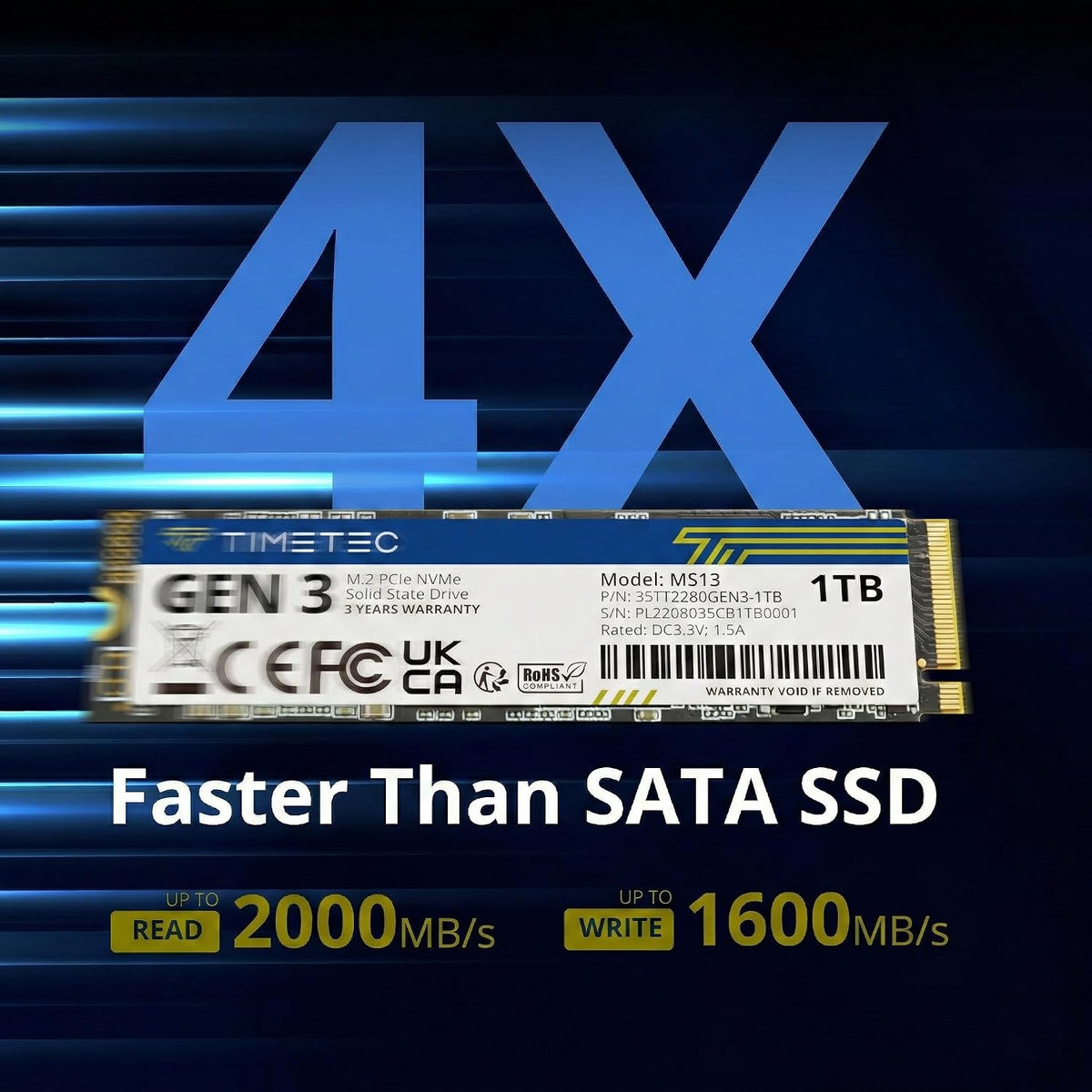 Timetec 1TB SSD NVMe PCIe Gen3x4 8Gb\/s M.2 2280 3D NAND de alto re...