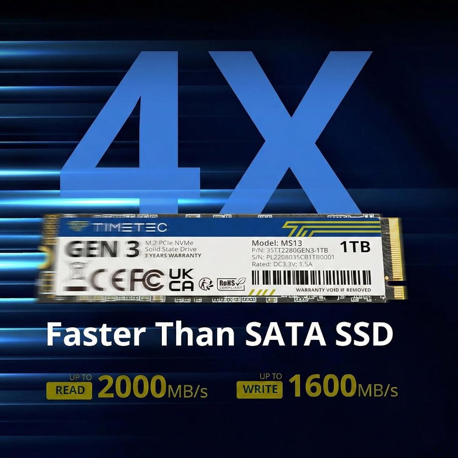 Timetec 1TB SSD NVMe PCIe Gen3x4 8Gb\/s M.2 2280 3D NAND de alto re...