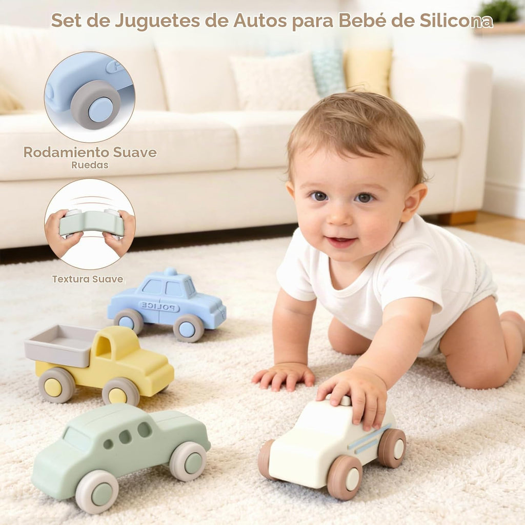 Juguetes del coche del bebé del silicón con la caja de almacenamiento