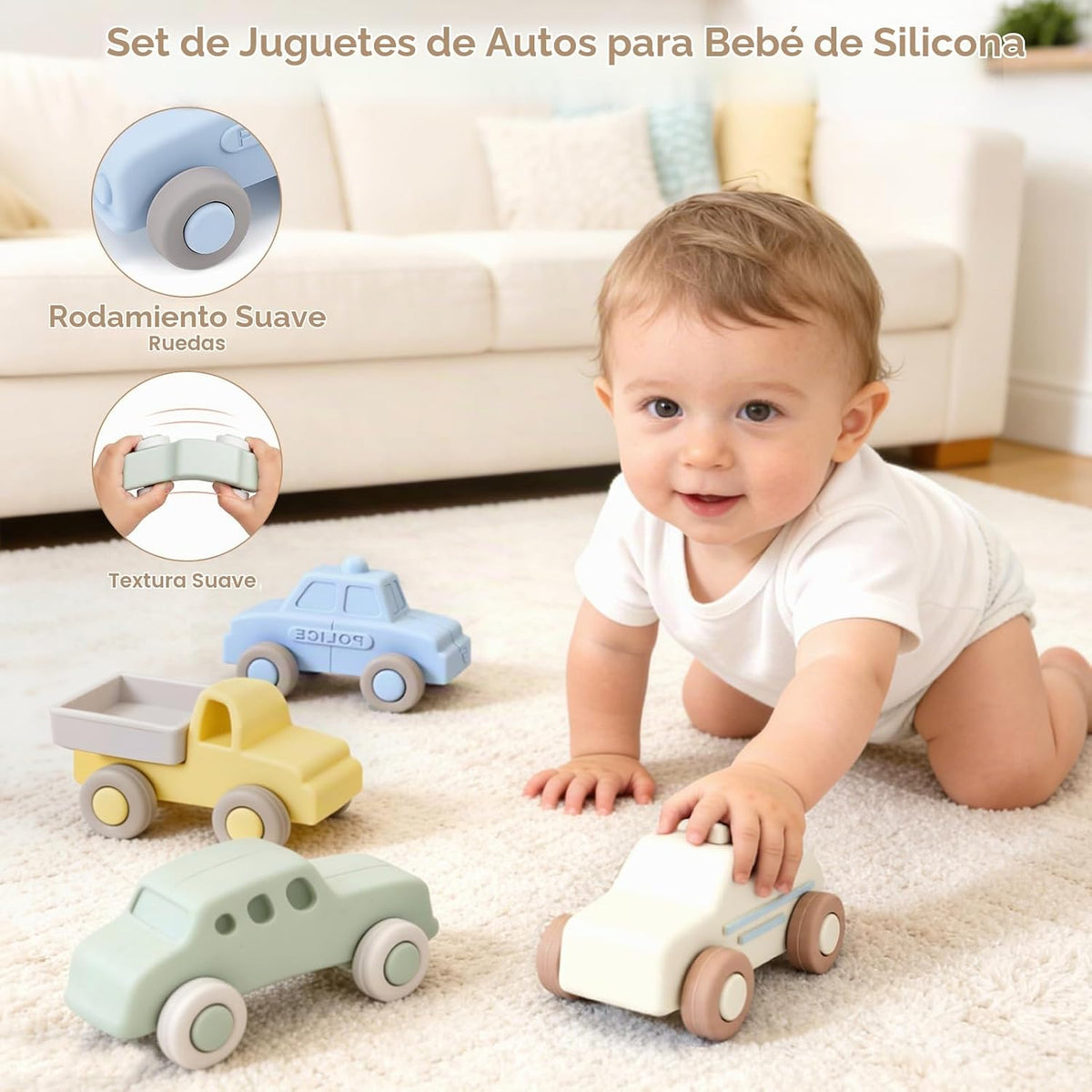 Juguetes del coche del bebé del silicón con la caja de almacenamiento