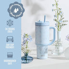 Ello Oasis - Vaso aislado de acero inoxidable de 30 onzas con pajilla