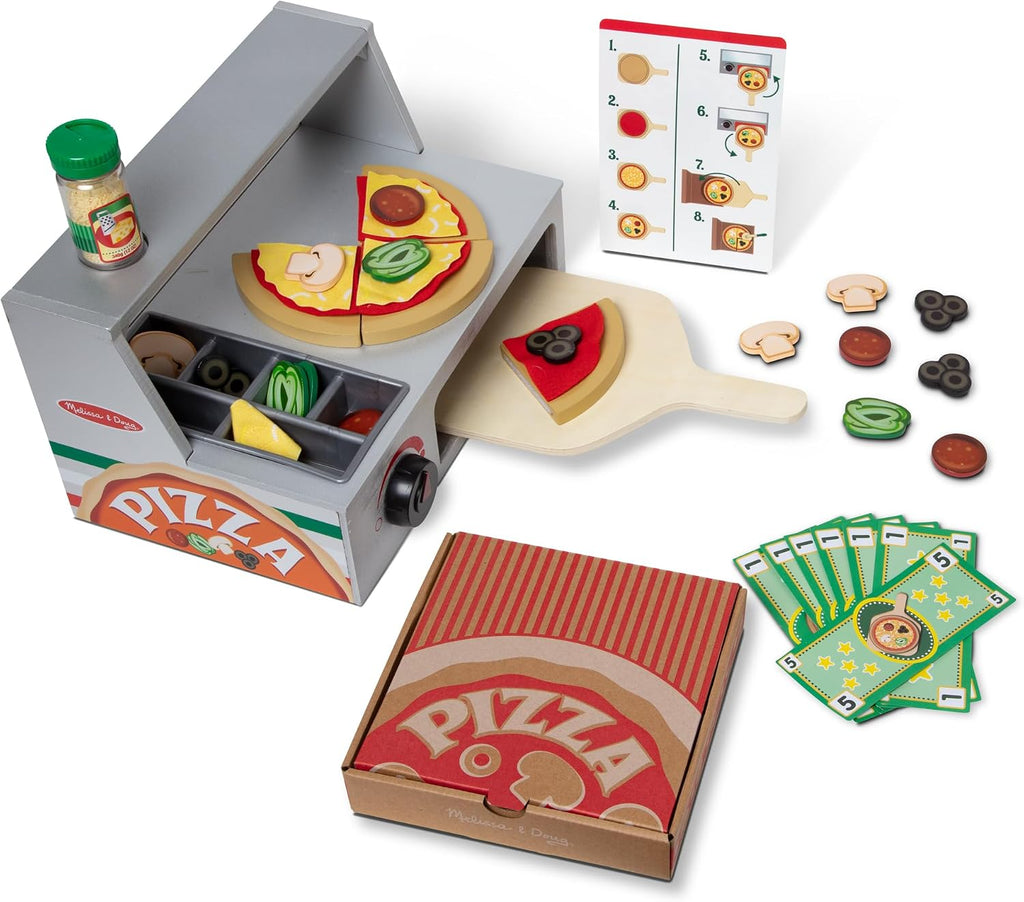 Melissa & Doug Top & Bake Wooden Pizza Counter Pretend Play Set
