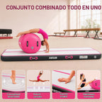 AWSUM Colchoneta de Gimnasia de 10 pies/13 pies con Rodillo de Aire Barril de Volteretas Entrenador de Salto Mortal hacia Atrás y Flexión hacia Atrás para Equipo de Trampolín de Gimnasia Inflable y