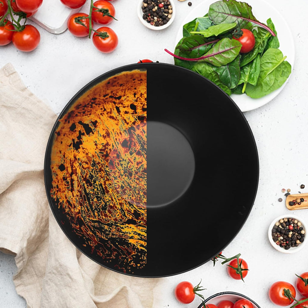 Juego de 3 cuencos de ensalada de fibra de bambú natural con tapas, tazón para preparar y servir ensalada, cereales, frutas, verduras, palomitas de maíz, papas fritas y pan (10, 8, 6 pulgadas)