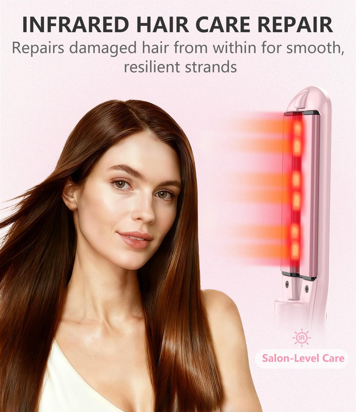 FORLIFA Plancha de pelo de vapor 2 en 1, plancha plana de 1.5 pulga...