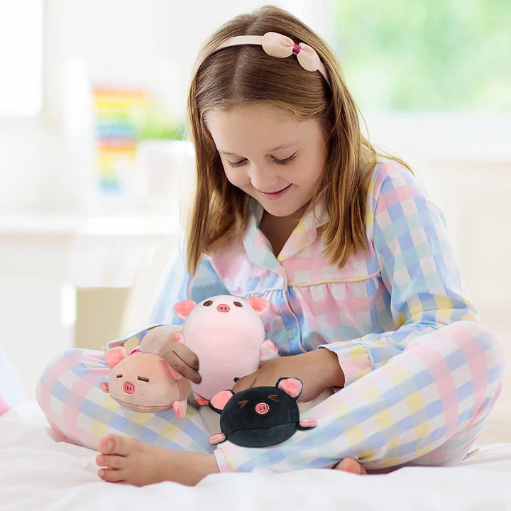 Achwishap Mamá de peluche de cerdo de 19.6 pulgadas con 3 cerdos be...