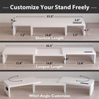 BONTEC Dual Monitor Stand Riser, Adjustable Length & Swivel Angle, blanco