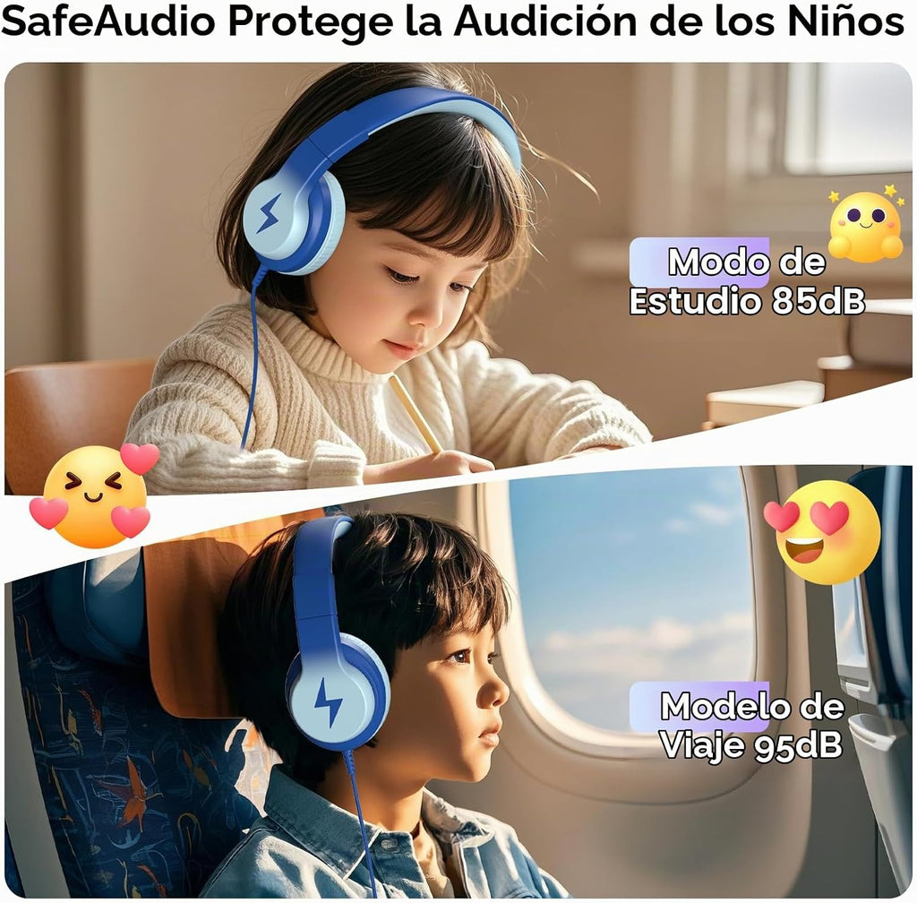 Candy Bila Auriculares con Cable para Niños, Diaódulos para Escuela, Circunaurales para Niños y Niñas