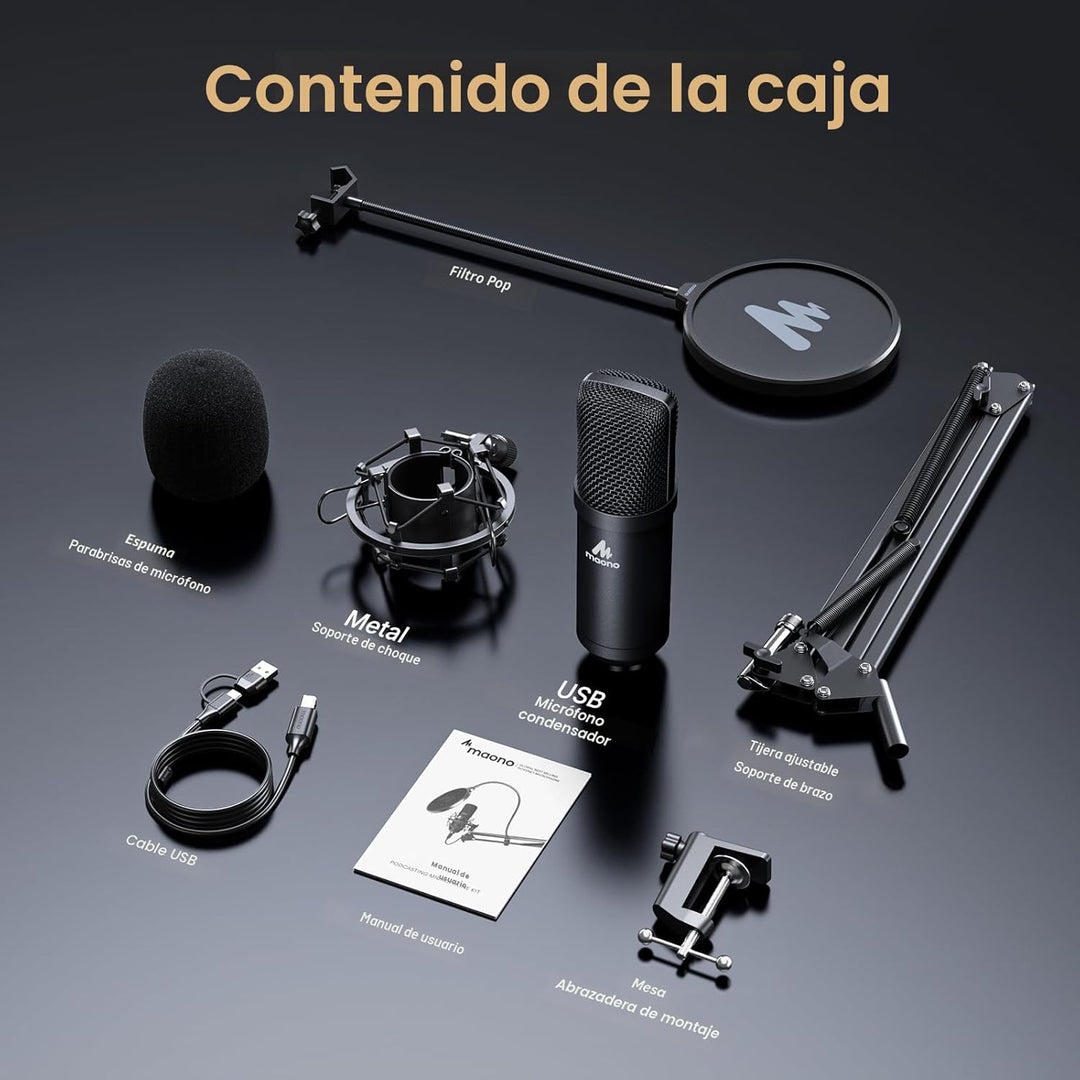 Kit de micrófono USB 192KHZ\/24BIT Enchufa y usa MAONO AU-A04 USB p...
