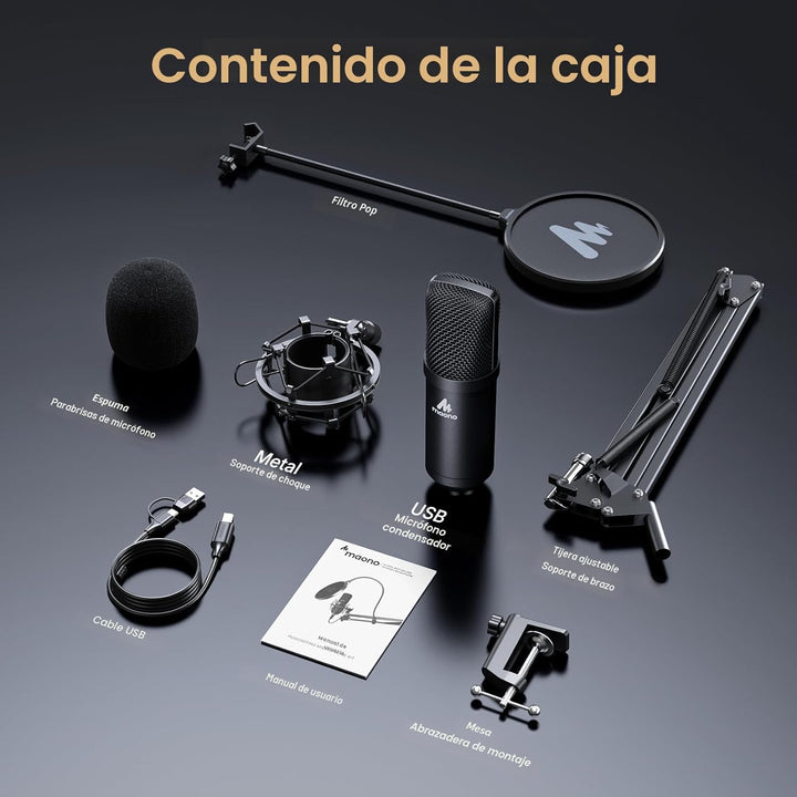 Kit de micrófono USB 192KHZ\/24BIT Enchufa y usa MAONO AU-A04 USB p...