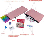 Juego de Mahjong Americano con Bolsa de Almacenamiento, 166 Fichas Blancas, 4 Bastidores/Impulsadores Todo-en-Uno, Juego de Fichas de Mahjong (Ma Jong, Mah-Jongg, Majiang)
