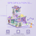 Lámpara Casa de muñecas para niñas, casa de muñecas de ensueño, 9 habitaciones con 2 muñecas, casas de muñecas de princesa, animales, muebles y accesorios, casa de juegos para niñas de más de 3 años