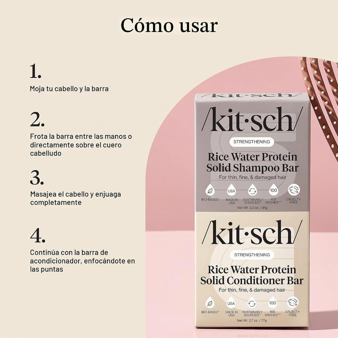 Kitsch Champú y acondicionador sólido de agua de arroz para el crec...