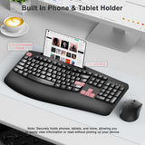 Combo de teclado y mouse inalámbricos, teclas onduladas de tamaño c...