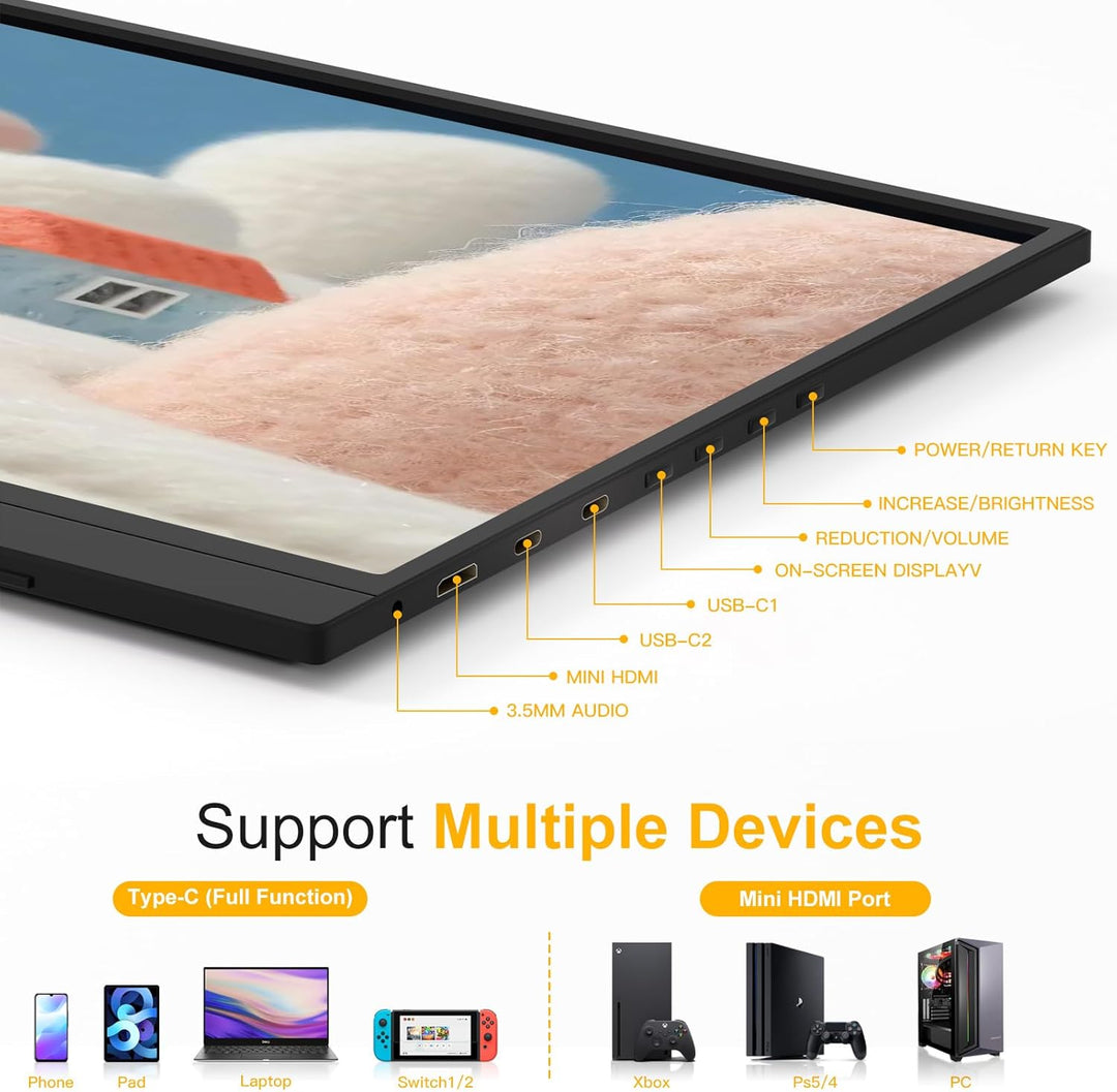 ALOLG 144Hz 16" Monitor portátil 1920x1200 FHD IPS con USB-C Mini H...