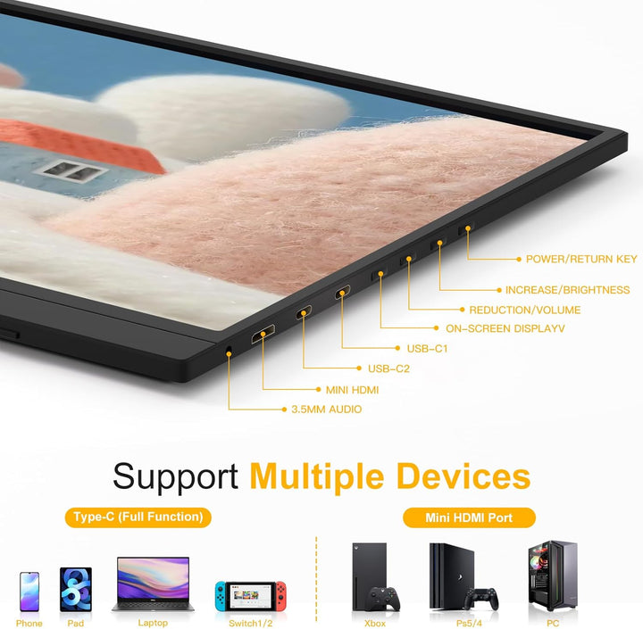 ALOLG 144Hz 16" Monitor portátil 1920x1200 FHD IPS con USB-C Mini H...