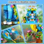 Juego de construcción 3 en 1 diseño de flores gatos loros